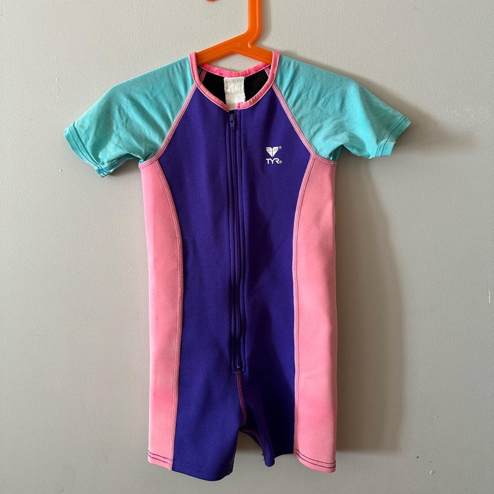 TYR Kids Swim Rashguard - Purple, Pink, and Blue